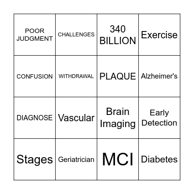 Dementia Bingo Card