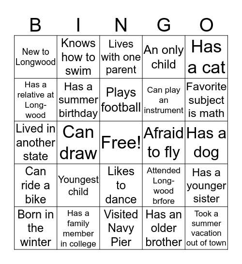 Get-To-Know BINGO Card