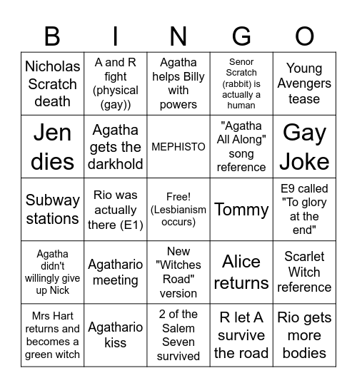 Agatha All Along E8/9 Bingo Card