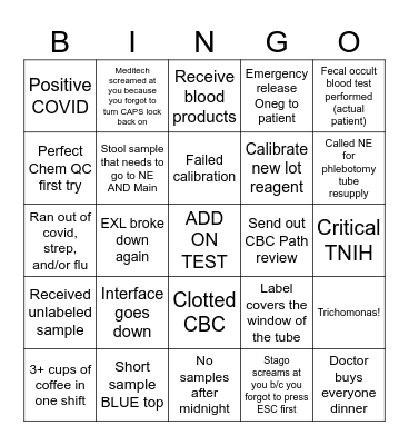 NOVEMBER LAB BINGO Card