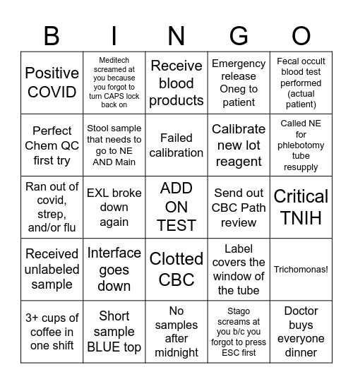 NOVEMBER LAB BINGO Card