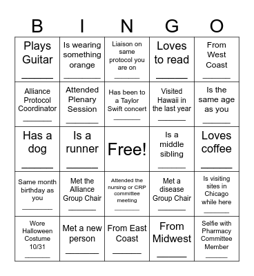 Alliance Pharmacy Committee Fall 2024 Bingo Card