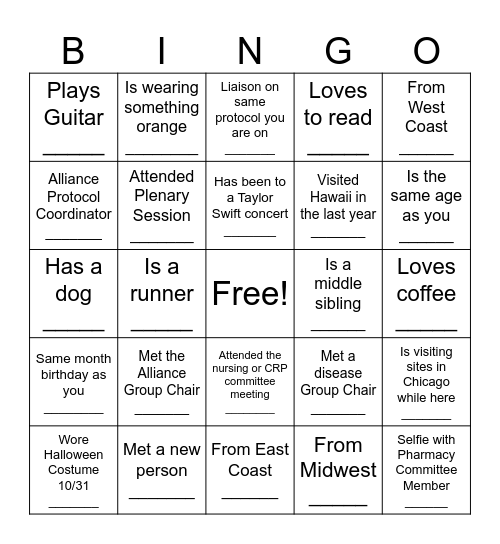 Alliance Pharmacy Committee Fall 2024 Bingo Card