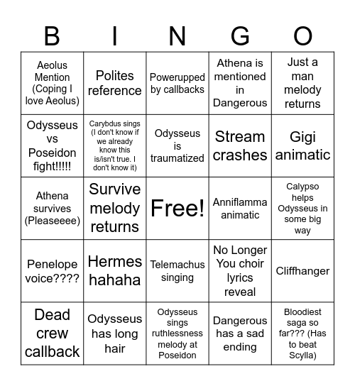 Dangerous Bingo Card