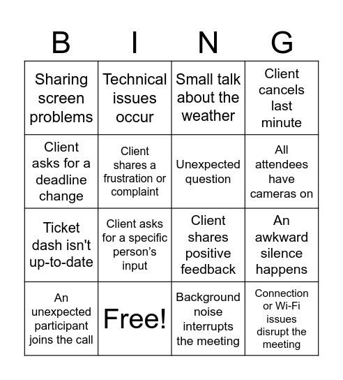 Effective Meetings Bingo Card