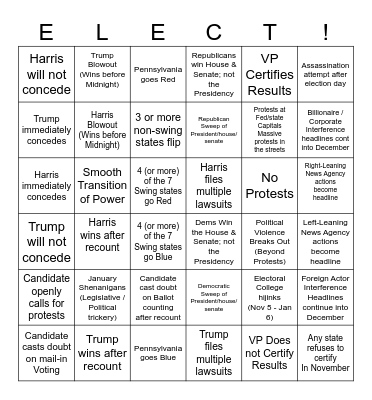 2024 Election Shenanigans Bingo! Bingo Card