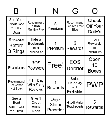 Bookseller Bingo Card