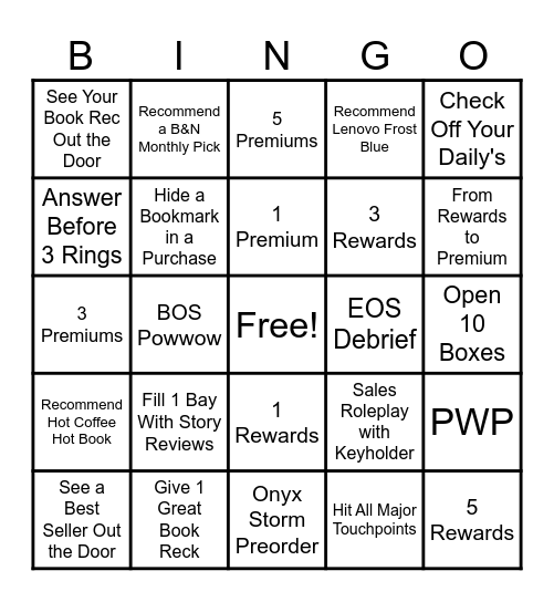 Bookseller Bingo Card