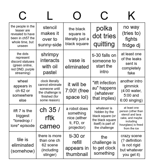 ITFT 7:00 BINGO Card