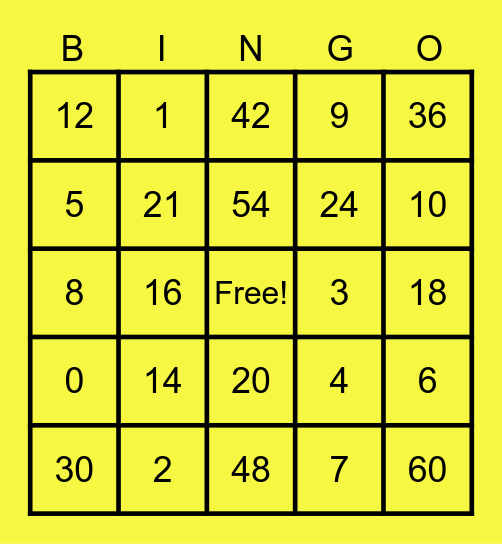 MULTIPLICATION Bingo Card