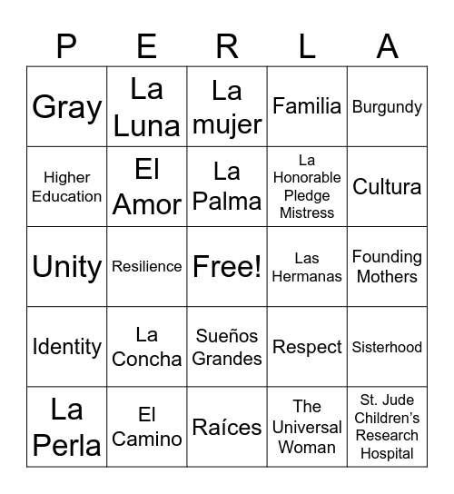 Perla Loteria Bingo Card