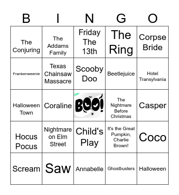 Horror Movie Bingo Card