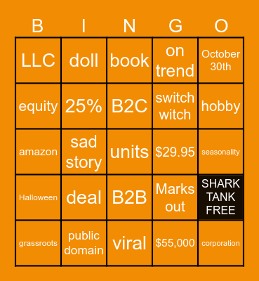 SHARK TANK SWITCH WITCH BINGO Card