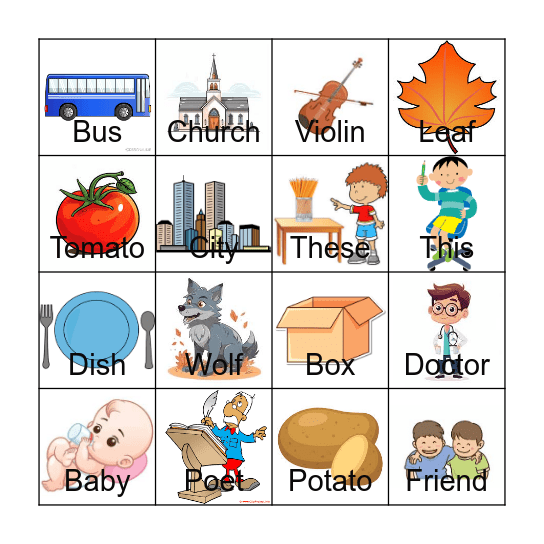 Lesson 6 Bingo Card