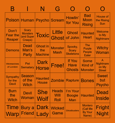 Spooky Squares... Bingo Card