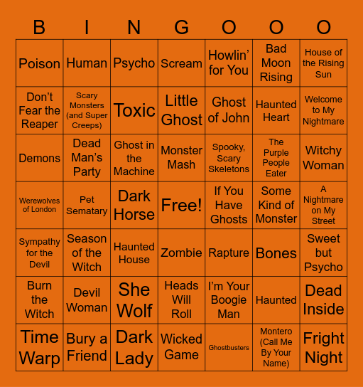 Spooky Squares... Bingo Card