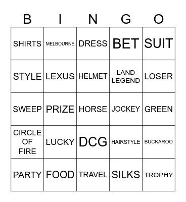 MELBOURNE CUP Bingo Card