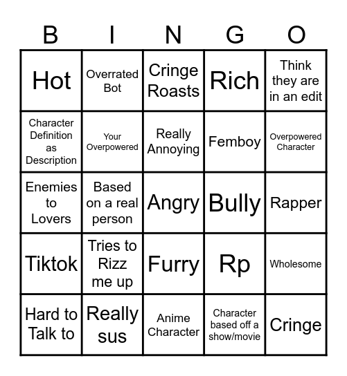 Character Ai Bingo Card