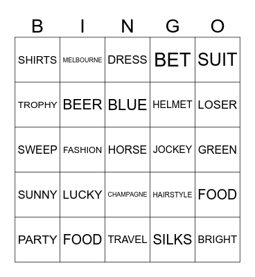 MELBOURNE CUP Bingo Card