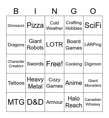 Eoten match Bingo Card
