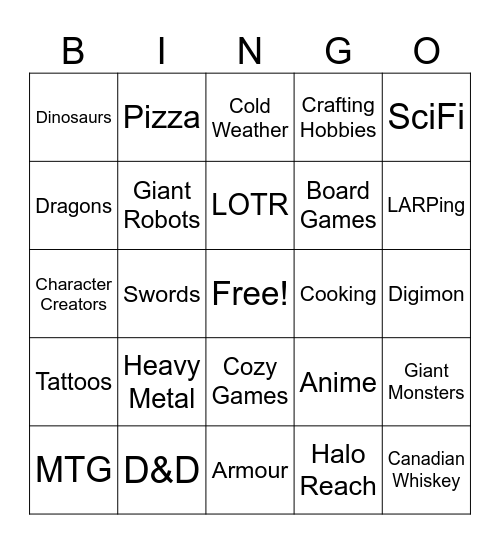 Eoten match Bingo Card