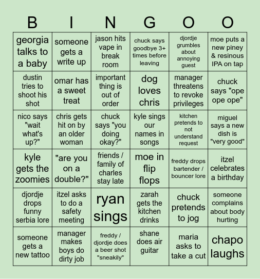 Special Bingo Card