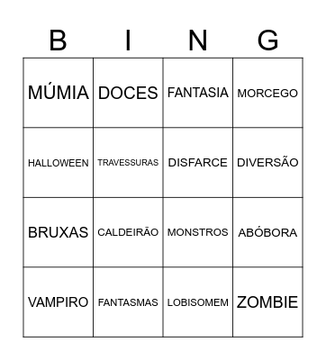 BINGO DO HALLOWEEN Bingo Card