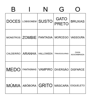BINGO DO HALLOWEEN Bingo Card