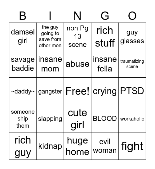 chinese drama Bingo Card