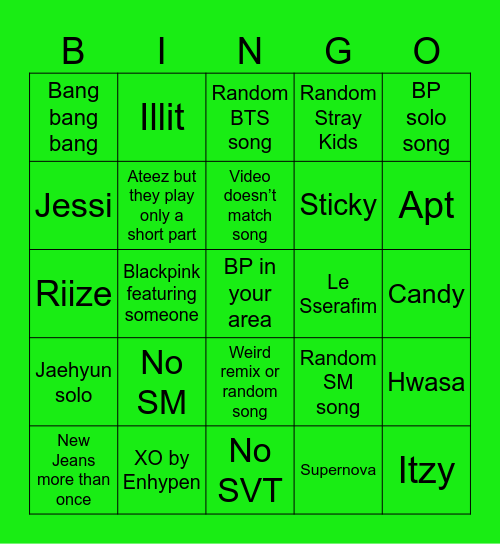 D&B club night Bingo Card