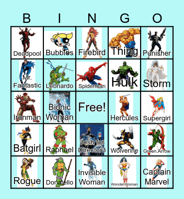 Superhero Bingo Card