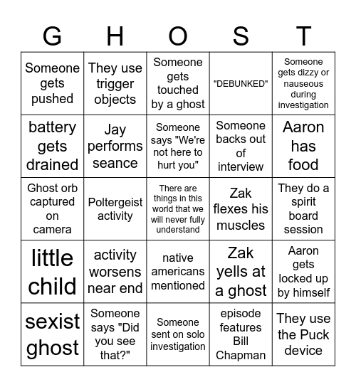 BinGA Bingo Card