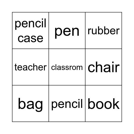 School things Bingo Card