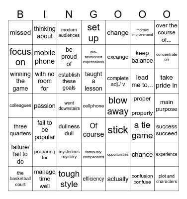 第十周周测必会词   2      name:__________ Bingo Card