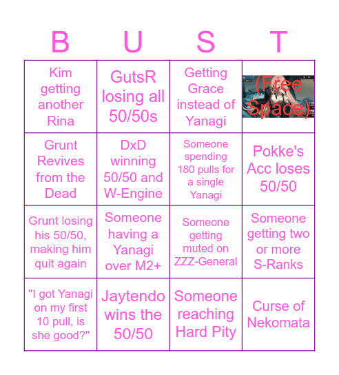 #zzz-general Yanagi Gacha Result Bingo Card