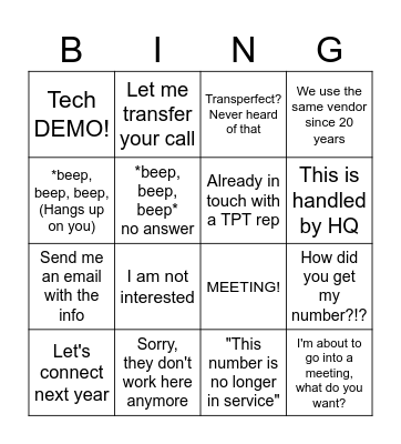 Cold Call Club BINGO 2 Bingo Card