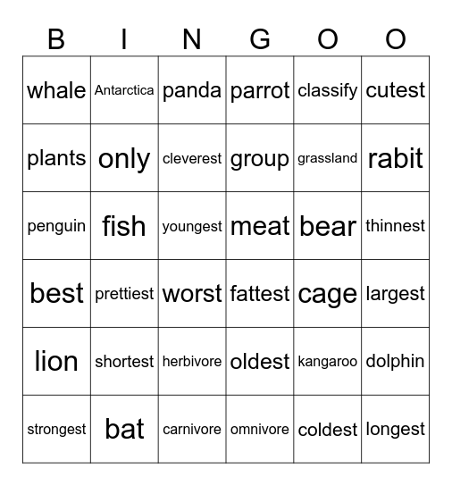 Unit 5 Bingo Card