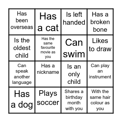 Find someone who... Bingo Card