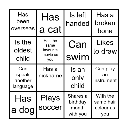 Find someone who... Bingo Card