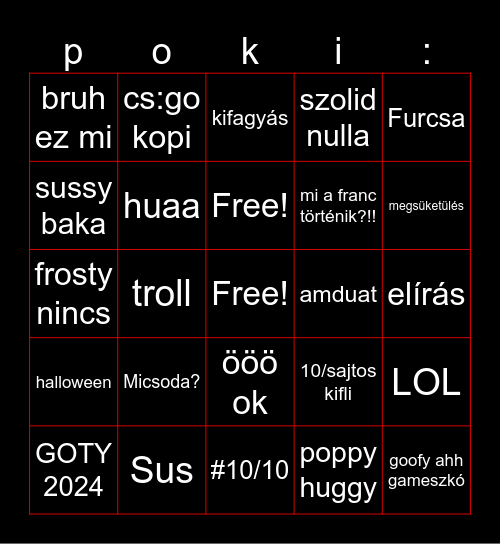 poki ratyi Bingo Card