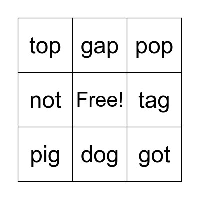 G, O BINGO Card