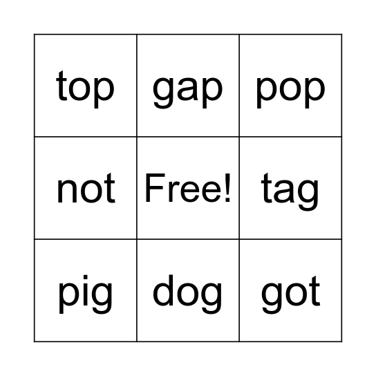 G, O BINGO Card