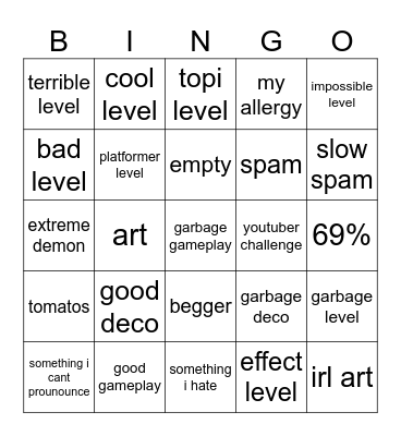 recent tab bingo Card