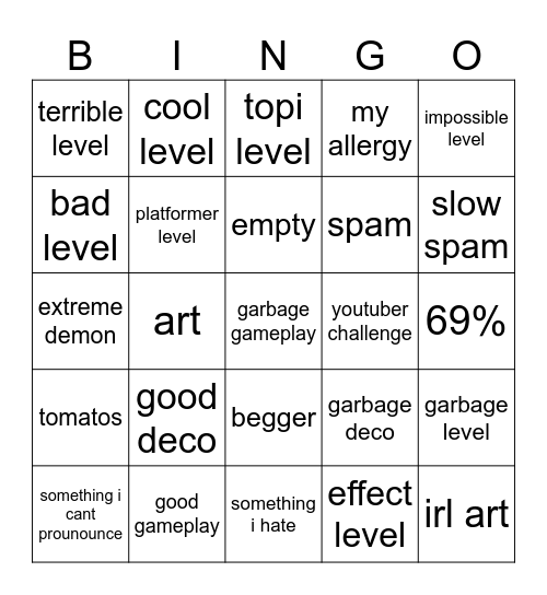 recent tab bingo Card