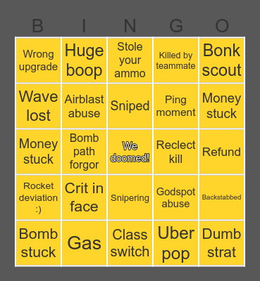 Lowmann experience Bingo Card