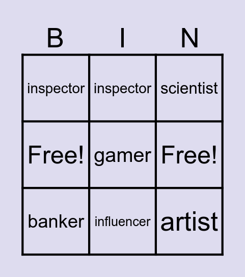 Jobs Bingo Card