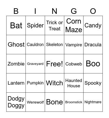 Halloween Bingo Card