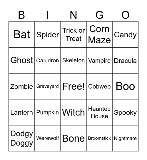 Halloween Bingo Card