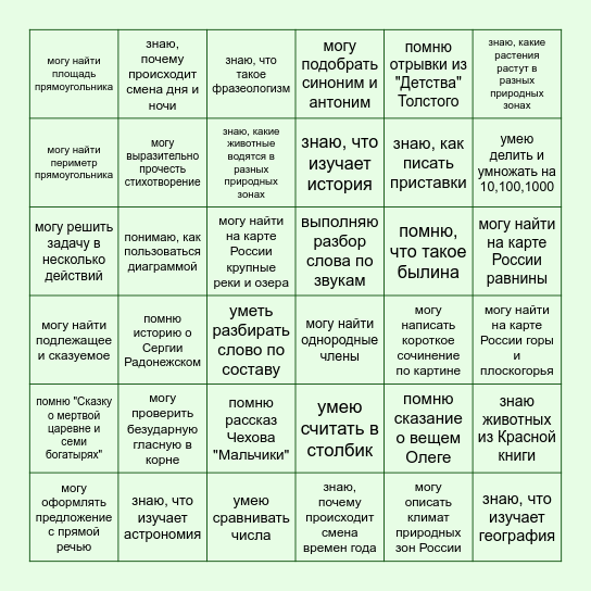 Моя подготовка к аттестации Bingo Card