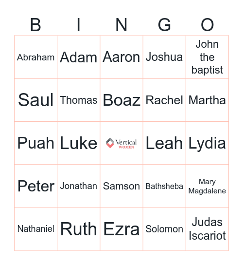 Vertical Women's Ministry Bingo Card